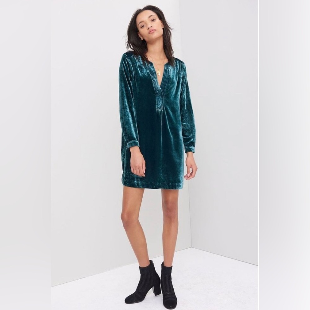 NWOT Anthropologie Melody velvet tunic dress, emerald green